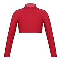 YiZYiF Kids Girls Basics Sportswear Athletic Long Sleeve Stretch Short Mock Neck T-Shirt Crop Top