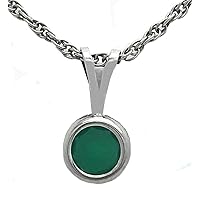 Genuine 0.62 carats Green Onyx Pendant 14K White Gold