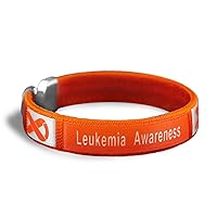 Leukemia Awareness Bangle Bracelets - Orange Ribbon Awareness Bracelets for Leukemia Awareness