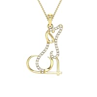 Animas Jewels 0.035 cttw Diamond Dog Pendant Necklace In 925 Sterling silver with 18 Inch Free Chain