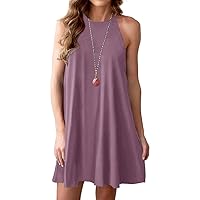 Feiersi Summer Dresses for Women Beach Floral Tshirt Sundress Sleeveless Casual Loose Tank Dress