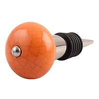 Indian Shelf Wine Stopper | Crackle Wine Corks | Ceramic Wine Stopper Cork [Orange, 1 Pack]