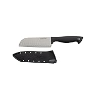 Farberware Edgekeeper 5-Inch Santoku Knife with Self-Sharpening Blade Cover, High Carbon-Stainless Steel Kitchen Knife with Ergonomic Handle, Razor-Sharp Knife, Black