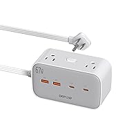 USB C Power Strip 67W, Surge Protector(1700 Joules) with 8 Outlets (1875W/15A) & 4 USB Ports, 6Ft Ultra Thin Flat Extension Cord, GaN Charging Station, Compatible with MacBook Pro, iPhone14 Pro