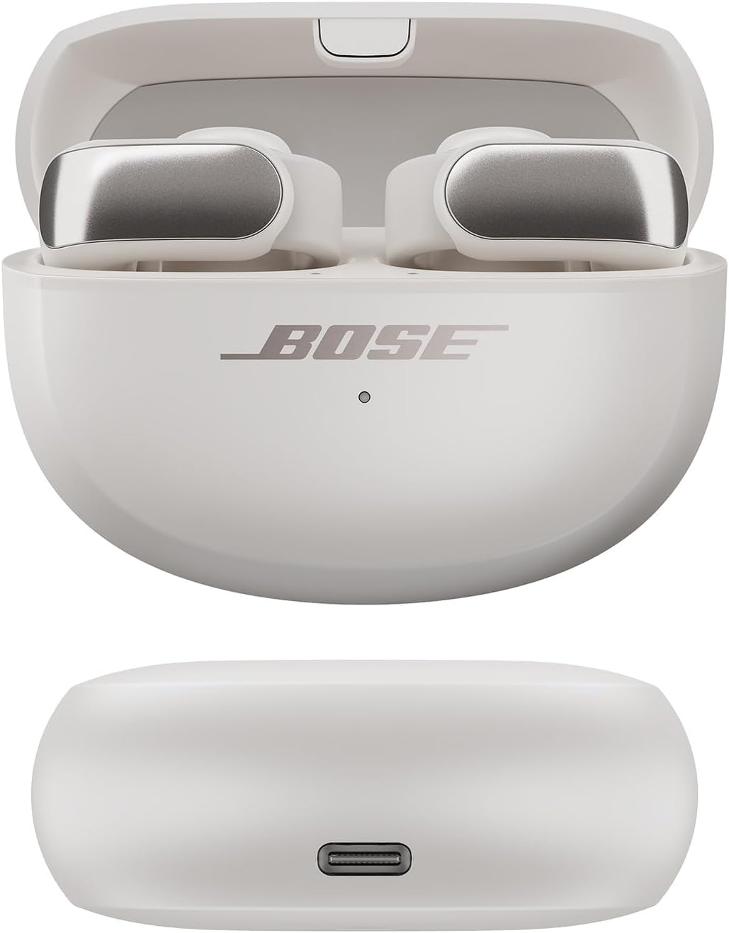 Bose New Ultra Open Earbuds with OpenAudio Technology, Open Ear Wireless Earbuds, Up to 48 Hours of Battery Life, White Smoke with Green Extreme Portable Wireless Charger (White)