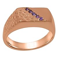 10k Rose Gold Natural Amethyst Mens band Ring - Sizes 6 to 12 Available