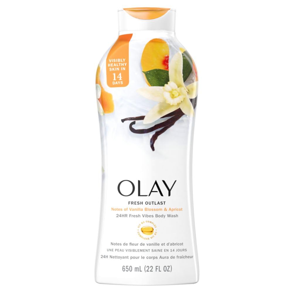 Olay Fresh Outlast Body Wash with Notes of Vanilla Blossom and Apricot, 22 fl oz