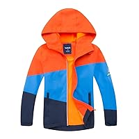 M2C Boys Girls Hooded Color Block Waterproof Fleece Lined Windbreaker Jacket