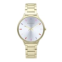 Radiant - Mykonos Collection - Analogue and Automatic Watch for Women. Bracelet Watch with Gold Dial and Stainless Steel Strap. Size 38 mm. 3ATM., Silver, Bracelet