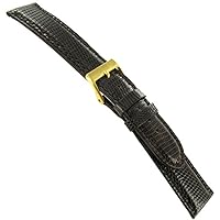 18mm Genuine Lizard Padded Stitched Brown Mens Watch Band Strap