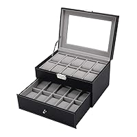 PU Leather Double Layers 20 Grids Slots Watch Box Watches Container Organizer Box Jewelry Display Storage Case