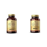 SOLGAR Vitamin E 670 mg (1000 IU), 100 Mixed Softgels - Natural Antioxidant & Vitamin B12 1000 mcg, 250 Nuggets - Supports Production of Energy