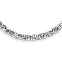 Sterling Silver Rhodium-plated Braided Beads & Snake Chain Necklace