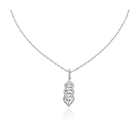 1 CT Round Created Diamond Three Stone Halo Pendant Necklace 14K White Gold Finish