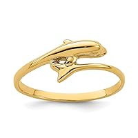 7 janmm 14k Solid Polished Gold Single Dolphin Ring Size 6 Jewelry Gifts for Women