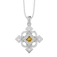 4MM Square Step Cut Multi Gemstone 925 Sterling Silver Statement Charming Pendant Necklace