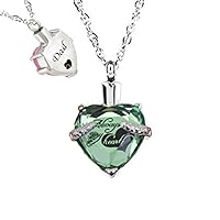 misyou Glass Cremation Jewelry Always in My Heart Birthstone Pendant Urn Necklace Ashes Holder Keepsake (dad)