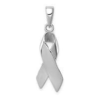 925 Sterling Silver Polished Cancer Awareness Ribbon Charm Pendant Necklace Measures 24x9mm Wide Jewelry Gifts for Women