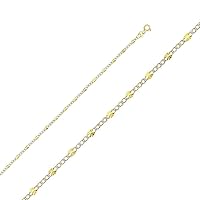 14K 2.5mm Stamp Figaro 3+1 WP DC Chain - Length:: 16