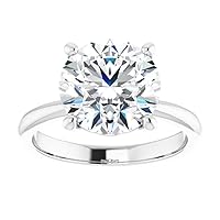 10K Solid White Gold Handmade Engagement Rings, 4 CT Round Cut Moissanite Diamond Solitaire Bridal Wedding Rings for Women Her, Anniversary Ring Promise Gifts