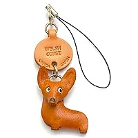Welsh Corgi Leather Dog mobile/Cellphone Charm VANCA CRAFT-Collectible Cute Mascot Made in Japan