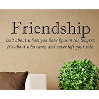 Friendship Isn't About Who You've Known The Longest - Friends - Quote Sticker Decoration, Art Letters Decor, Vinyl Saying, Wall Lettering Decal