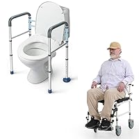 GreenChief Toilet Safety Rails Foldable, Stand Alone Toilet Frame Adjustable Height & GreenChief Shower Chair with Wheels|Shower Wheelchair with Commode|Wheeled Transport Chair