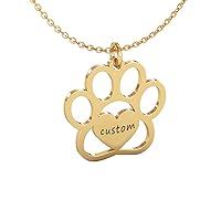 Personalized Custom Name Dog Paw Necklaces Stainless Pet Pendant Nameplate Jewelry
