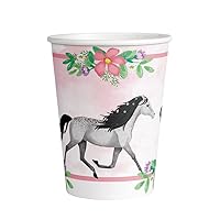 amscan 9909875-66 Beautiful, Pack of 8, Capacity 250 ml, Horses, Paper Cups, Disposable Tableware, Children's Birthday Parties, Multicoloured