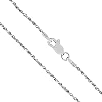 Honolulu Jewelry Company 14K Real Solid White Gold 1mm Rope Chain Necklace Lobster Clasp, 16
