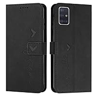 IVY A51 4G Case Wallet, [Smile Love][Kickstand Flip][Lanyard Shoulder Strap][PU Leather] - Wallet Case for Samsung Galaxy A51 4G Devices - Black