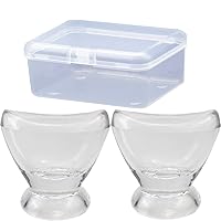 2Pcs Transparent Glass Eye Wash Cup for Eye Rinse,Cleansing with Storage Container,10ml-Set of 2