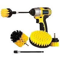 Jinmoioy Electric Drill Brush, Electric Cleaning Brush, Set of 4, Bathroom Cleaning Brush, Kitchen, Floor, Bath, Bath Row, Tile Cleaning, Car Wash, Compatible with Hexagonal Shaft Electric Drill