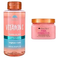 Vitamin C Foaming Gel Wash (18 oz) & Pink Hibiscus Shea Sugar Body Scrub (18 oz) Bundle