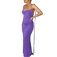 Yanfoam Women’s Sexy Bodycon Maxi Dress Spaghetti Strap Sleeveless Long Slip Party Beach Dress