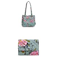 Bradley Vera Multi-Compartment Shoulder Satchel Purse, Rosy Outlook-Recycled CottonVera Riley Compact Wallet with RFID Protection, Rosy Outlook-Recycled Cotton