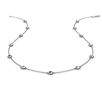 Iolite & Natural Diamond by Yard 13 Station Necklace 0.80 ctw 14K White Gold. Included 18 Inches Gold Chain.