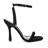 Womens Ankle Strap Sandals Ladies Square Toe Strappy High Heel Shoes Size 5-10