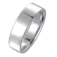 Gemini Groom's Plain Flat Court Polish Wedding Titanium Ring width 6mm Valentine's Day Gift