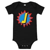 Personalized, Baby Gift Idea, Comic Book Superhero Art, Letter J, Infant Baby Bodysuit, Baby Clothes, Personalized