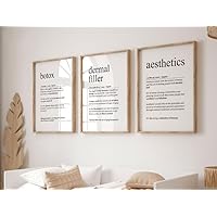 NATVVA 3 Pieces Bo-tox And Fil-ler, Der-mal Fil-ler Wall Art Canvas Prints Poster Painting Pictures for Esthetician Beauty Salon Spa Decor with Wooden Inner Frame