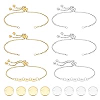 UNICRAFTALE 2 Colors 8 Sets Stainless Steel DIY Stamping Flat Round Slider Bracelet Making Kit Metal Engravable Blank Tags Links Connectors with Bracelets Chain for DIY Bracelet Jewelry Making