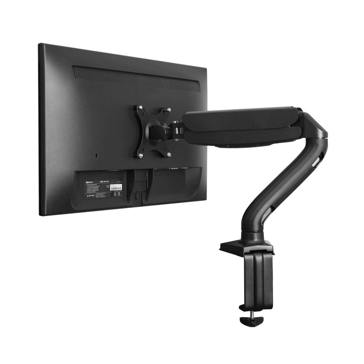 Single Computer Monitor Arm with 2 USB Ports adjustable height universal mount lcd holder sit stand-up standing desk accessory organizer one screen swivel pan tilt screens black