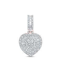 10kt Rose Gold Womens Baguette Diamond Heart Pendant 1-1/5 Cttw