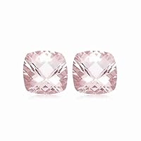 5.35-5.46 Cts of 9 mm AAA Cushion Checkered Mozambique Morganite (2 pcs) Loose Gemstone