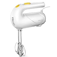 Mini Portable Egg Beater, Electric Hand Mixers for Kitchen Hand Mixer 5-Speed Settings Stand Mixer Household Whisks Cream Machine-White