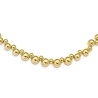 925 Sterling Silver Gold Plated With 2 In Ext Beaded Necklace 15.5 Inch Jewelry for Women