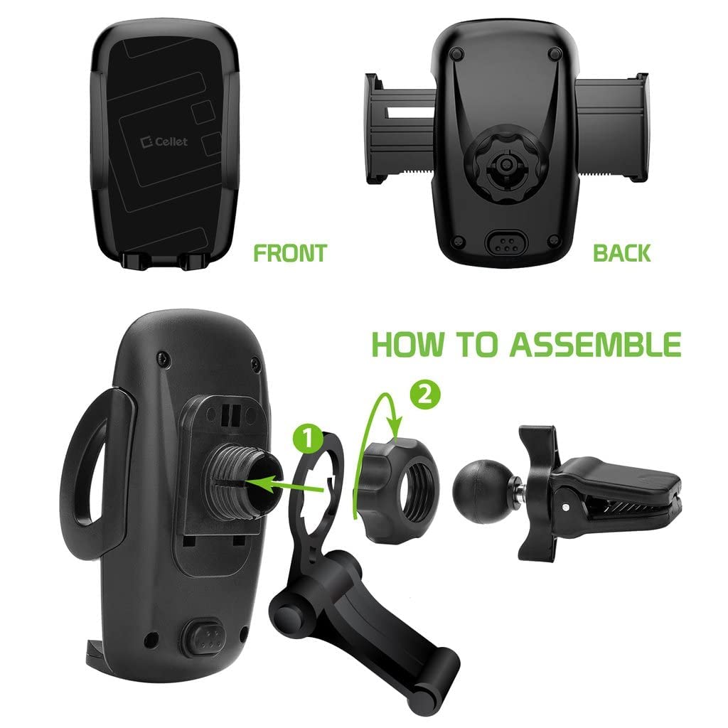 Full 360 Multi Mount Works for Palm Phone and Car Holder is Fully Adjustable, Portable, Durable up to 3.5inch Wide Screens and 8 pounds! [Black]