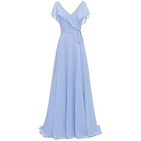 Women's Bridesmaid Gown Formal Party Ball Gown V-Neck Long Evening Dress