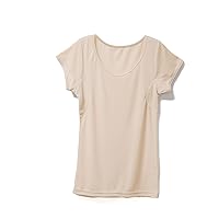 Shirasagi Knit S5022B-RT Women's Cap Sleeves Undershirt with Underarm Sweat Pads, Sweat Wicking, Dry, Top, Cotton Blend
